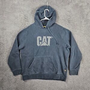 Caterpillar CAT Mens XXL Black Logo Pullover Hoodie Workwear